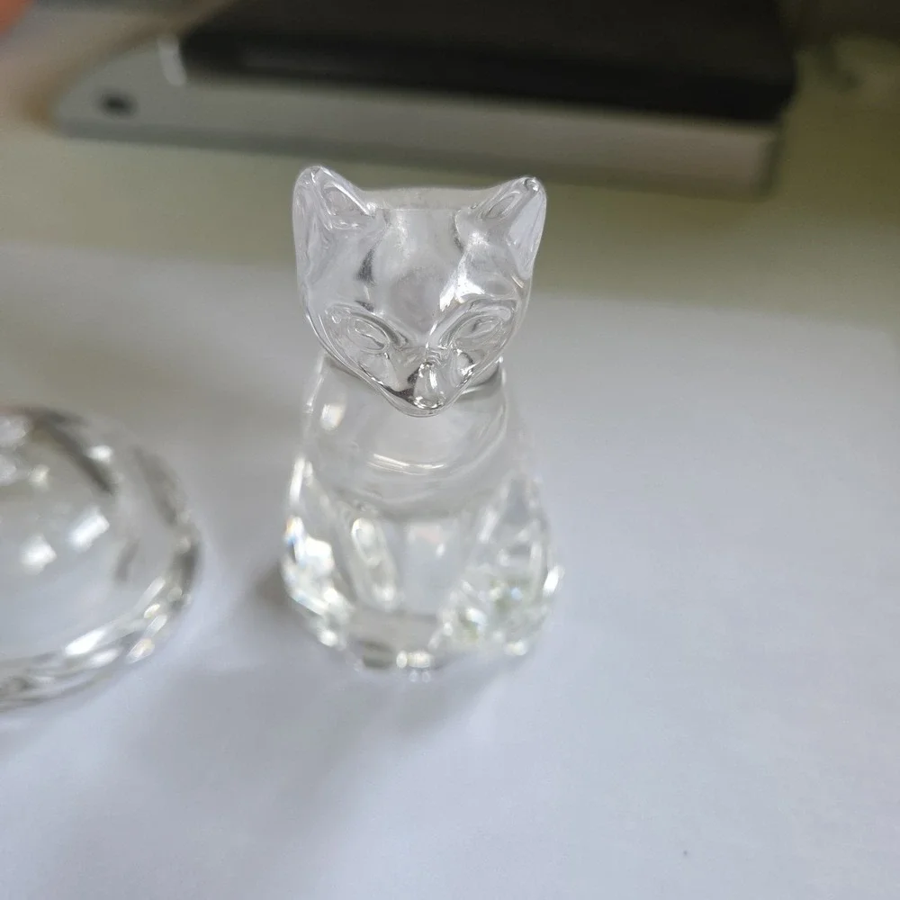 Vintage Lenox Crystal Kitty Cat Salt & Pepper Shakers Kitten Germany 1980s Glass